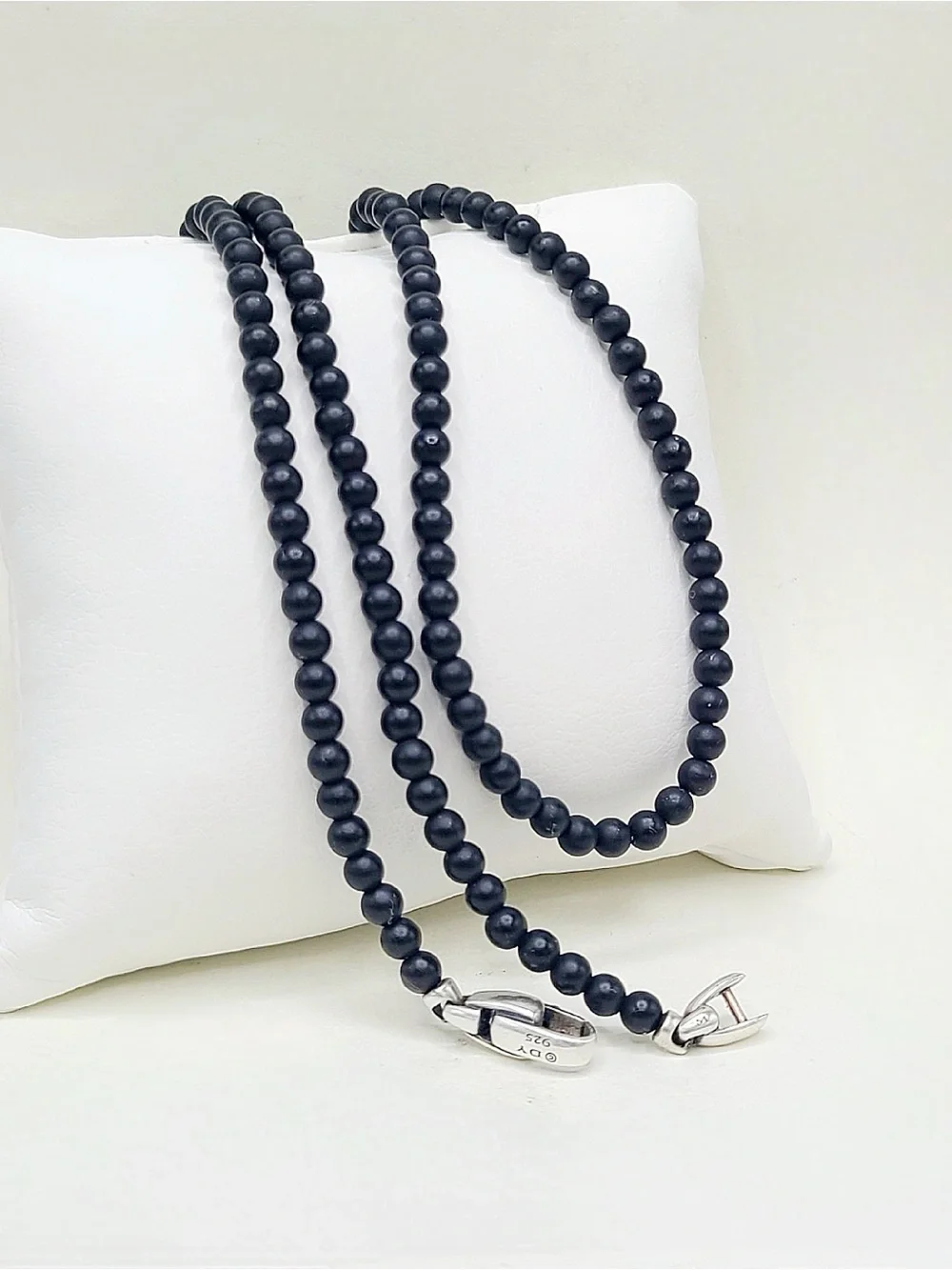 David Yurman Spiritual Beads Necklace in Sterling Silver With Black Onyx , 4mm